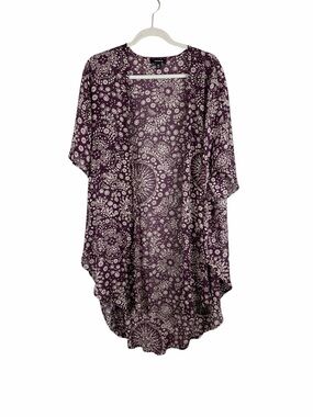 Torrid Purple Floral Print Chiffon Kimono Duster Size 00X